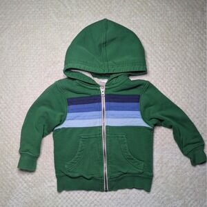 Hanna Andersson Green Striped Zip-Up‎ Hoodie | Size 3T (90cm)